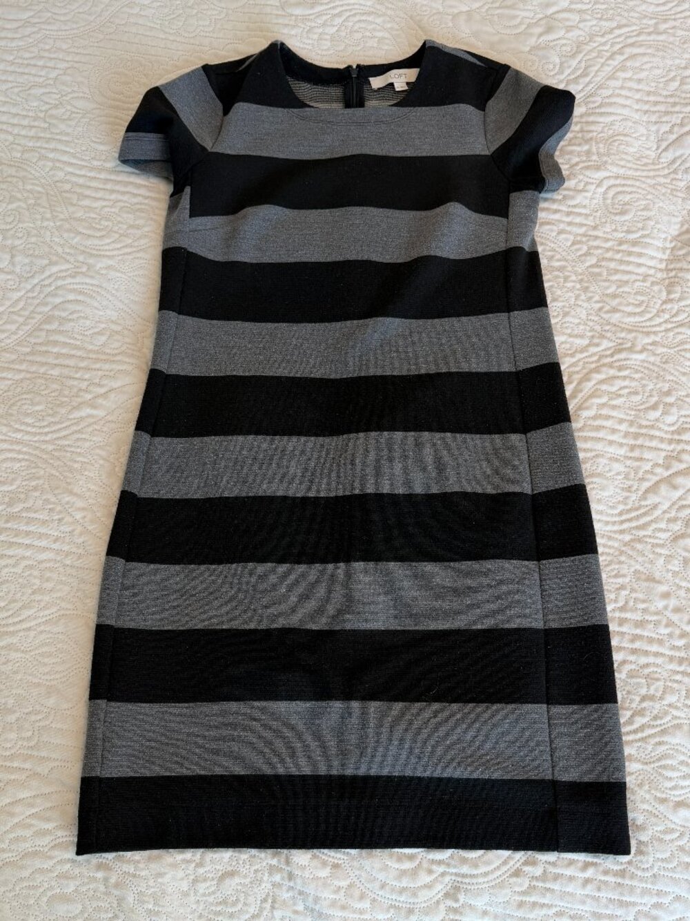 Loft Gray and Black Stripe Dress
